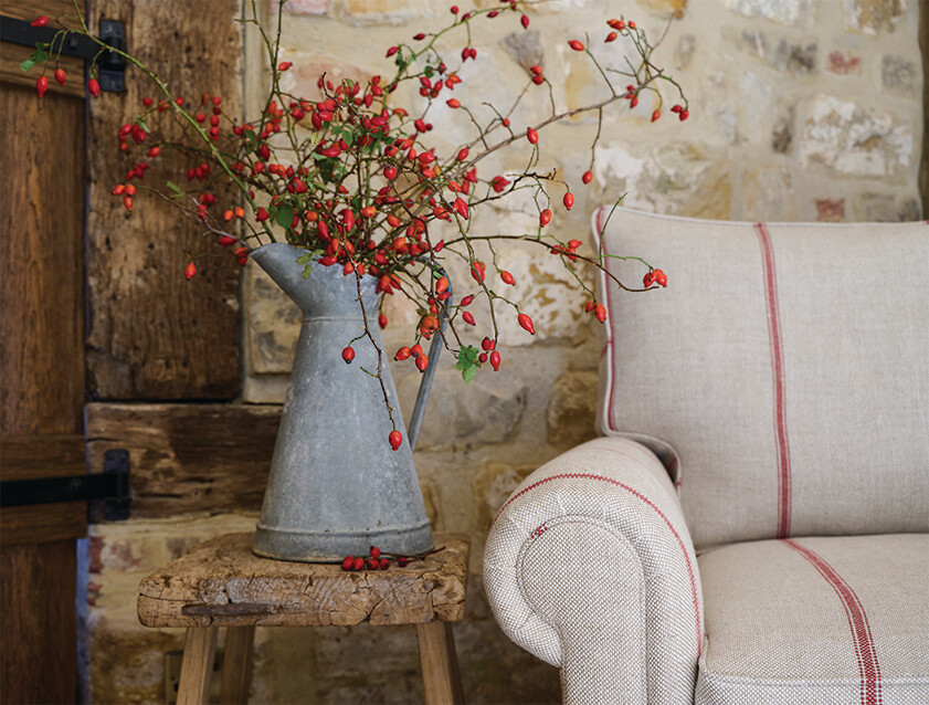 Aldingbourne Chair in Grain Sack Stripe Linen Red